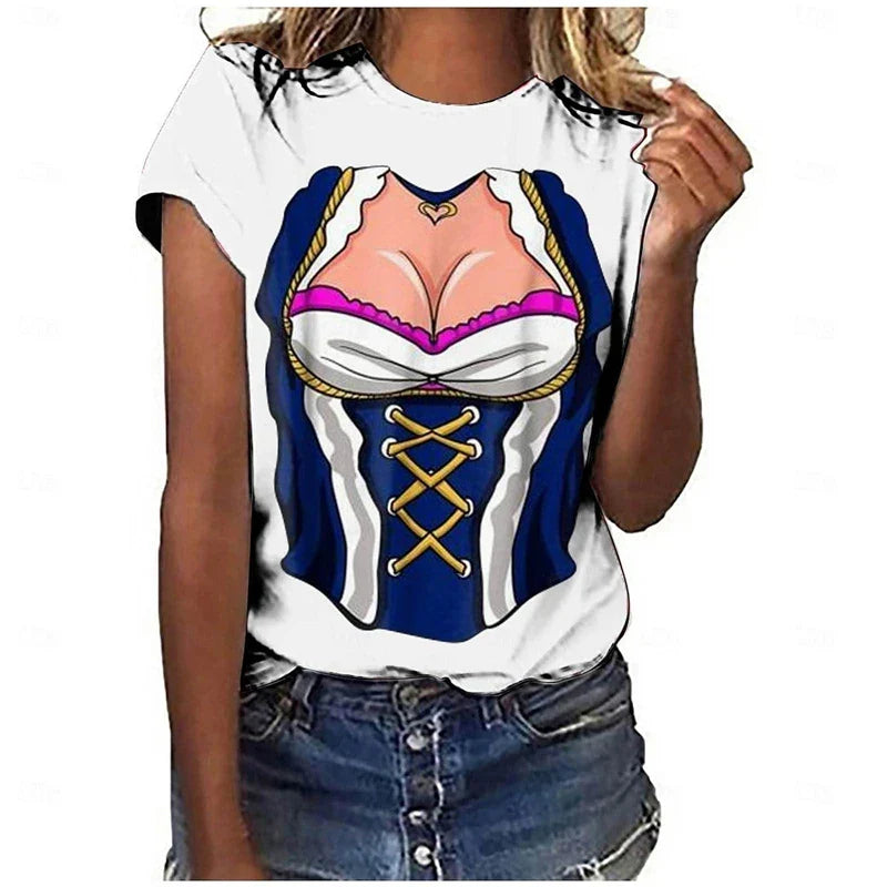 Oktoberfest T-shirt Dirndl look 3D print, unisex party shirt