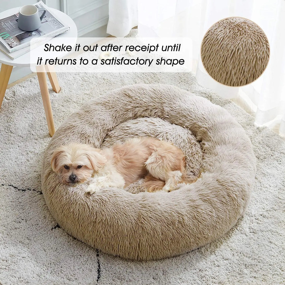 FurryBed Pet Bed Round, Calming and Washable