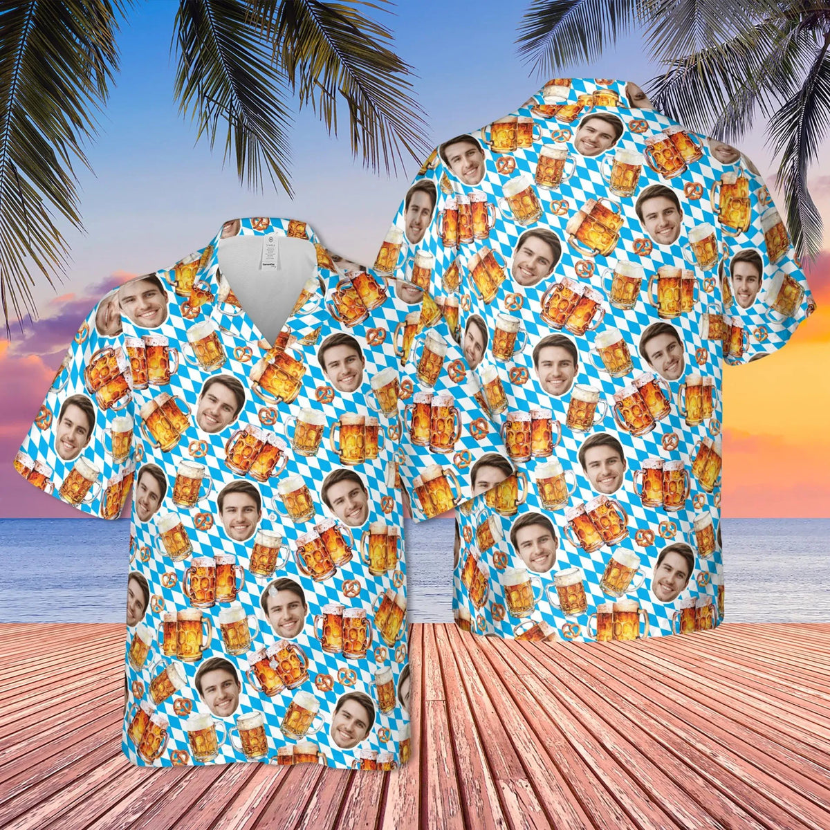 Men’s Oktoberfest shirt, lederhosen look, diamond pattern