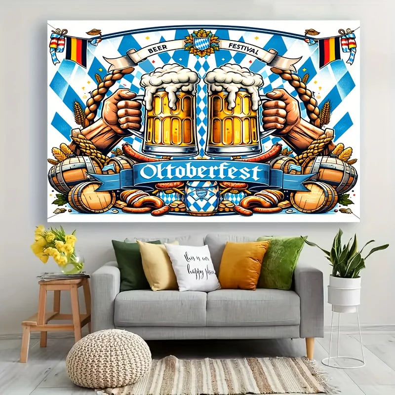 Oktoberfest Banner Bavarian Motif, Weatherproof Decoration