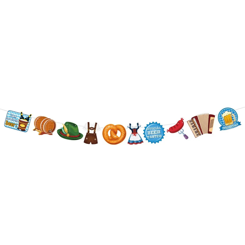 Oktoberfest paper pennant banner, DIY set diamond pattern