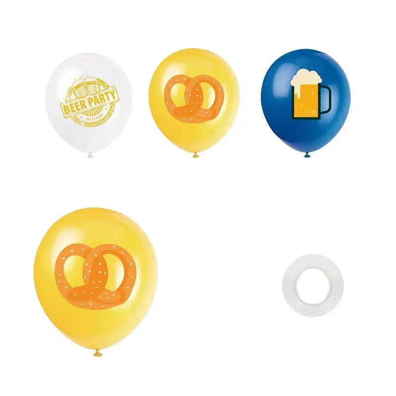 Oktoberfest party decoration set, banner, balloons, cake topper
