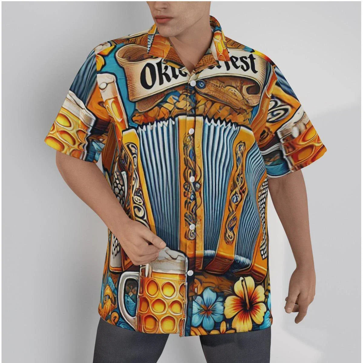 Men’s Oktoberfest shirt, lederhosen look, diamond pattern