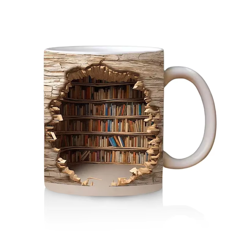 LibraryMug 3D stack of books coffee mug