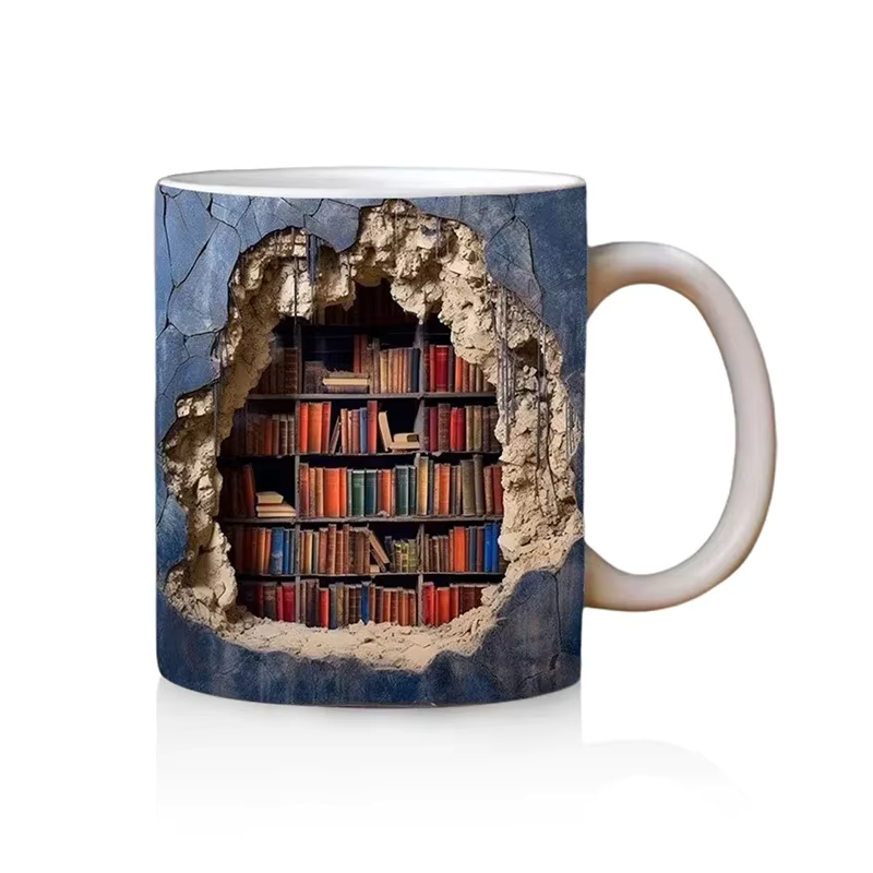 LibraryMug 3D stack of books coffee mug