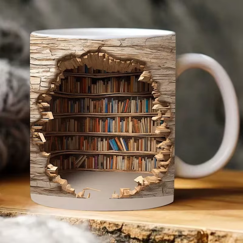 LibraryMug 3D stack of books coffee mug