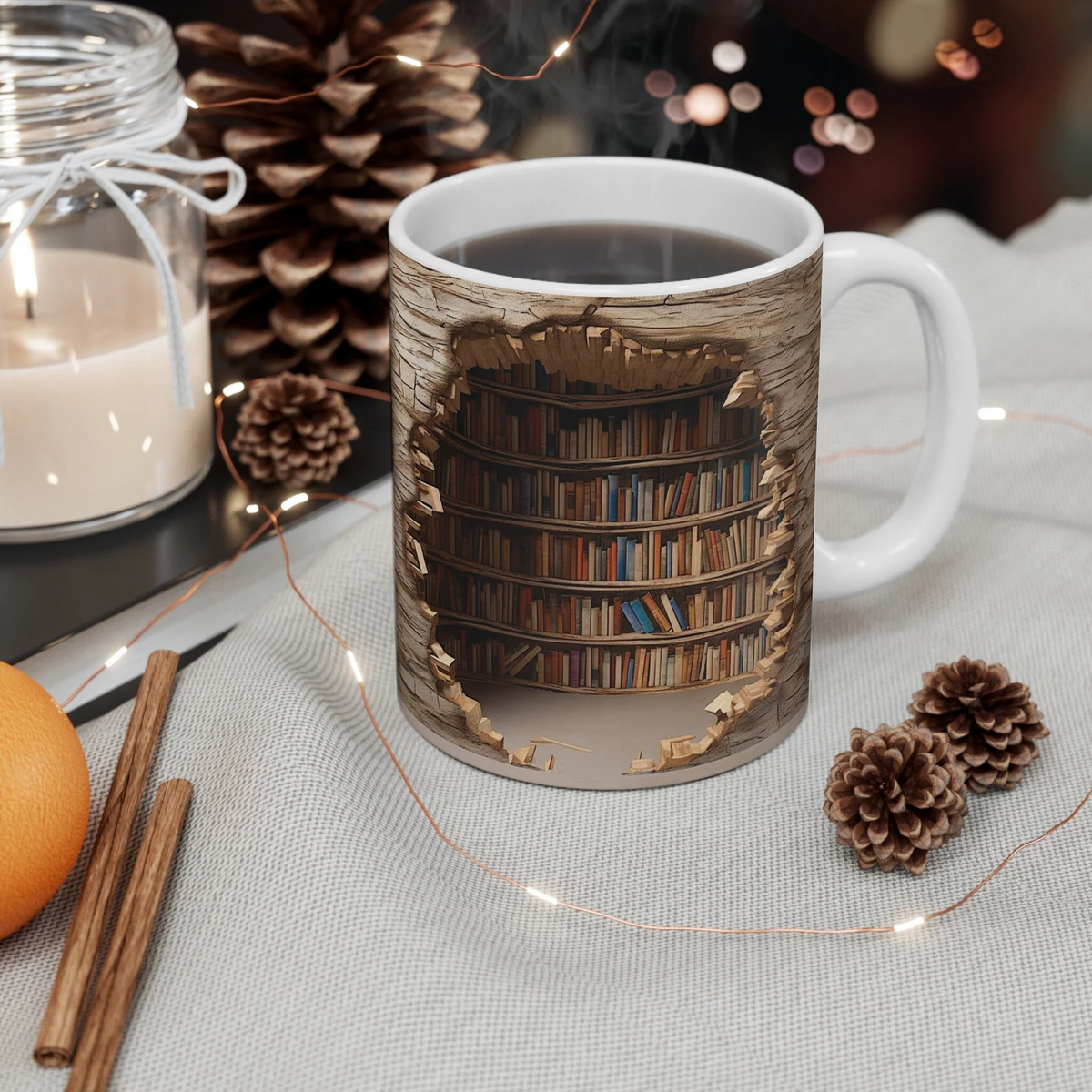 LibraryMug 3D stack of books coffee mug