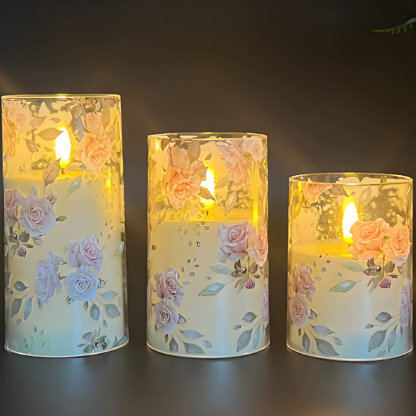 FloralCandle – LED candle set in floral design, with remote control