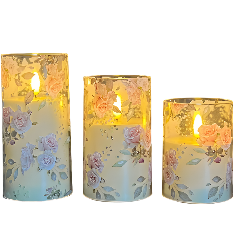 FloralCandle – LED candle set in floral design, with remote control