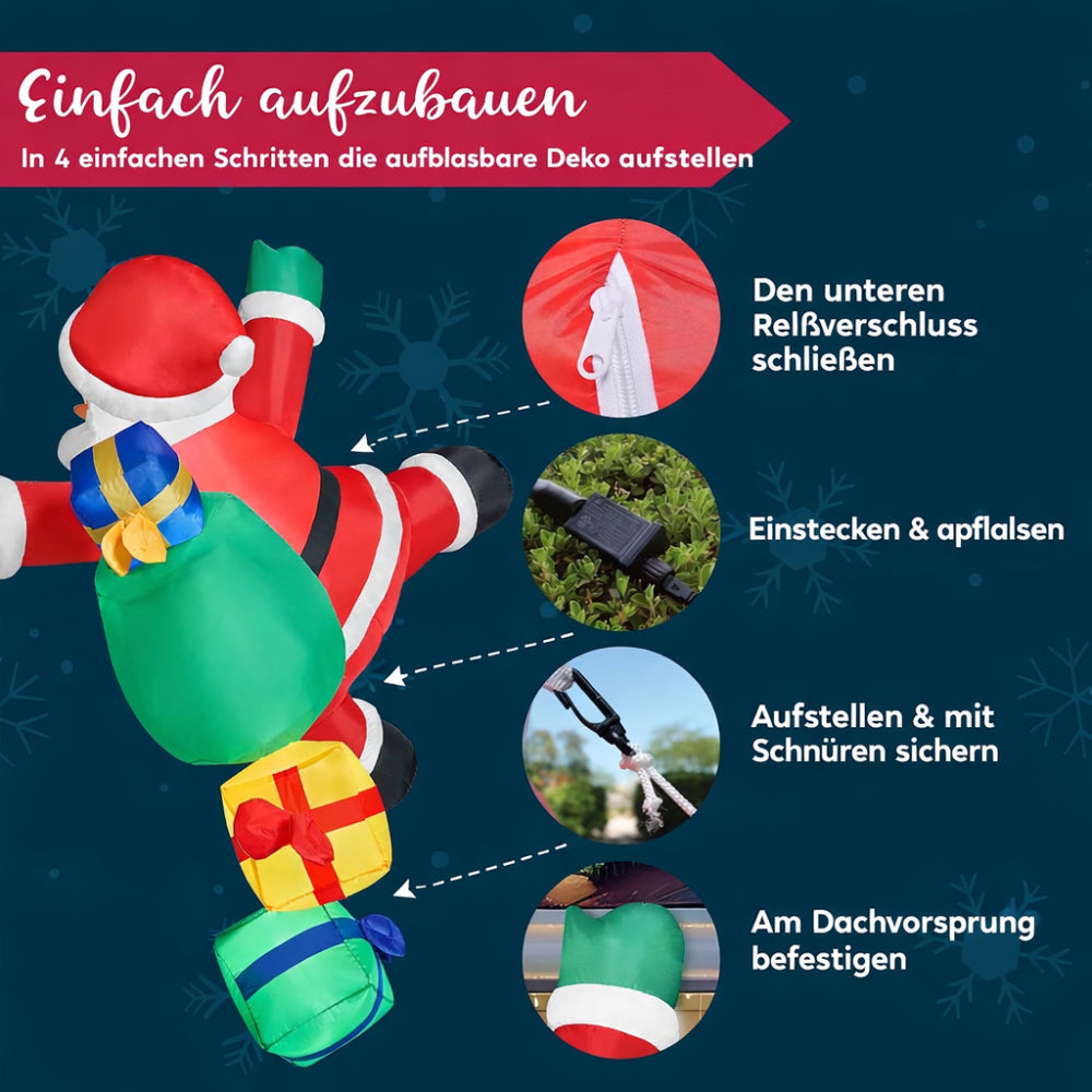 Inflatable Climbing Santa with LED – Christmas Decoration for Outdoor Use