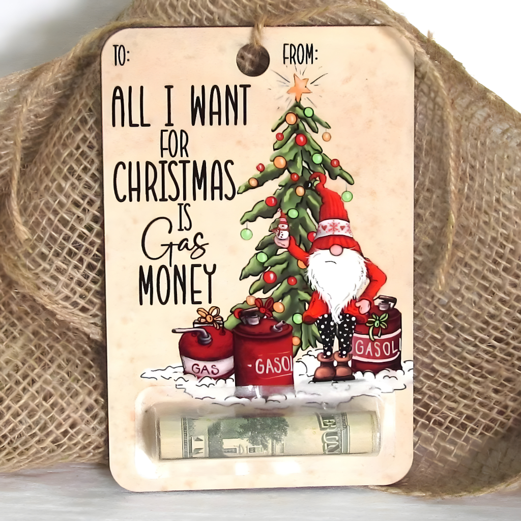 Wooden money gift holder – handmade Christmas card