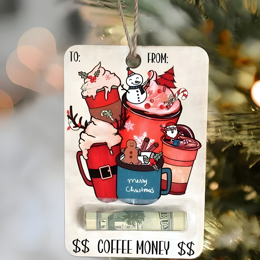 Wooden money gift holder – handmade Christmas card