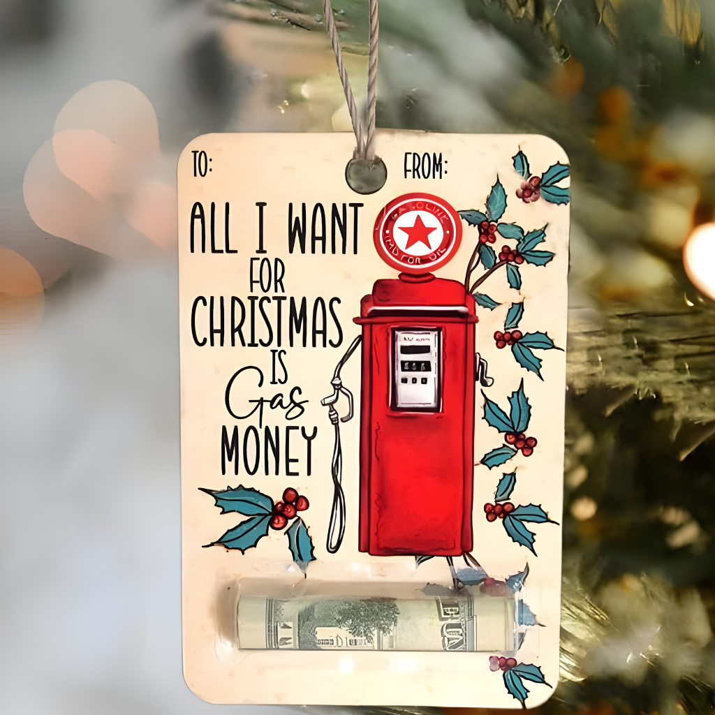 Wooden money gift holder – handmade Christmas card