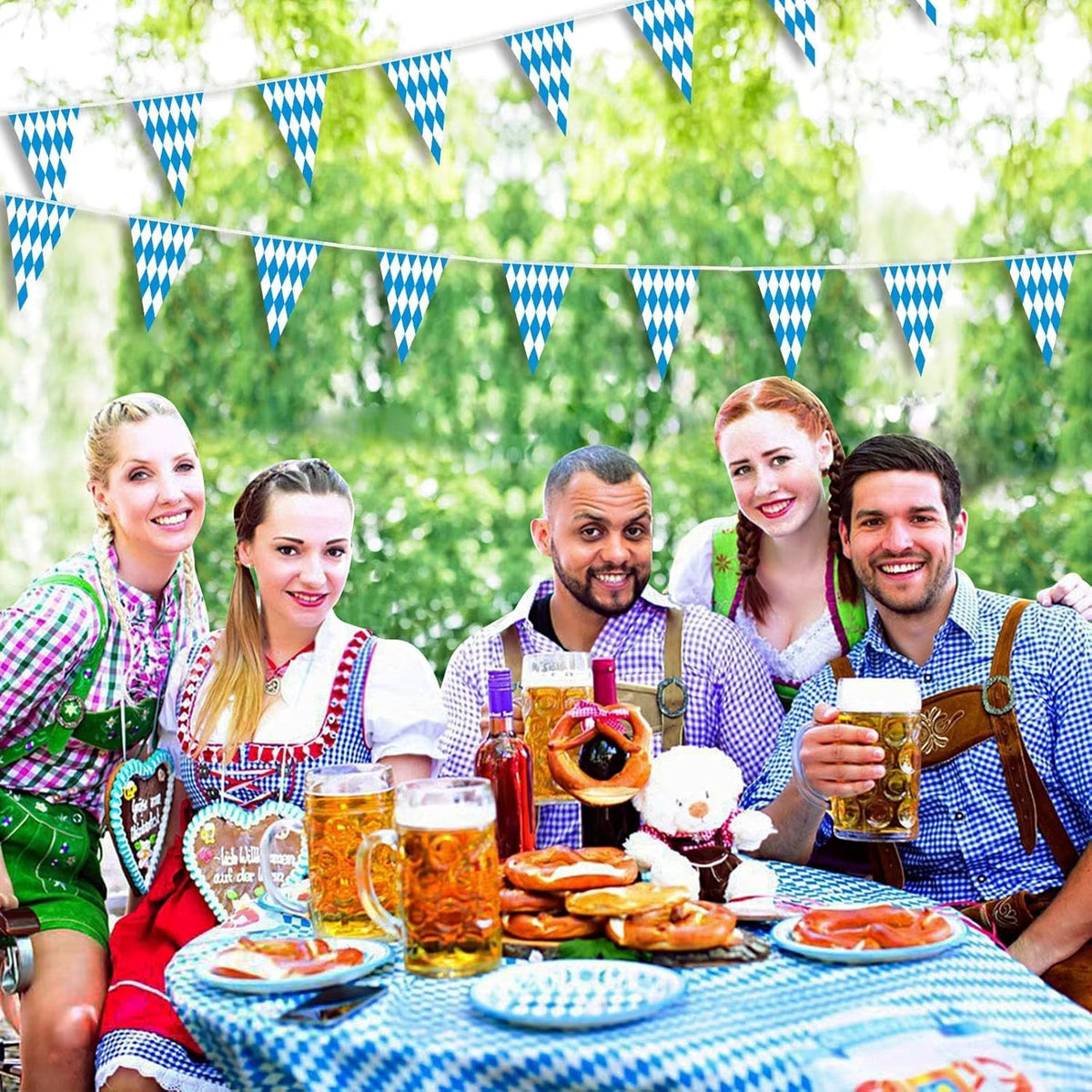 Oktoberfest Bunting 40m Waterproof, Bavarian Party Decoration Outdoor