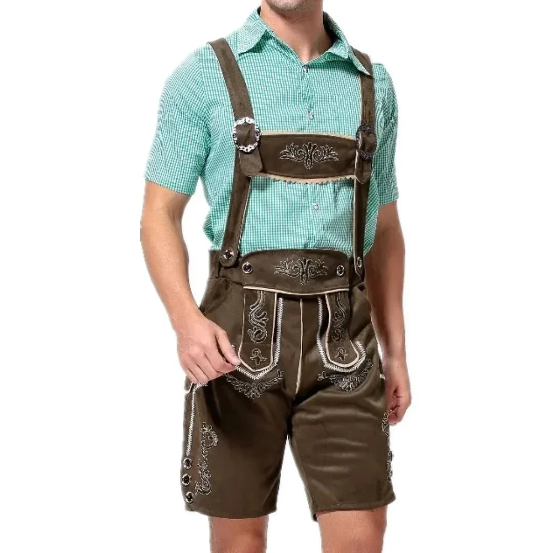 Men's Oktoberfest Lederhosen, Traditional Bavarian-Style Leather Breeches