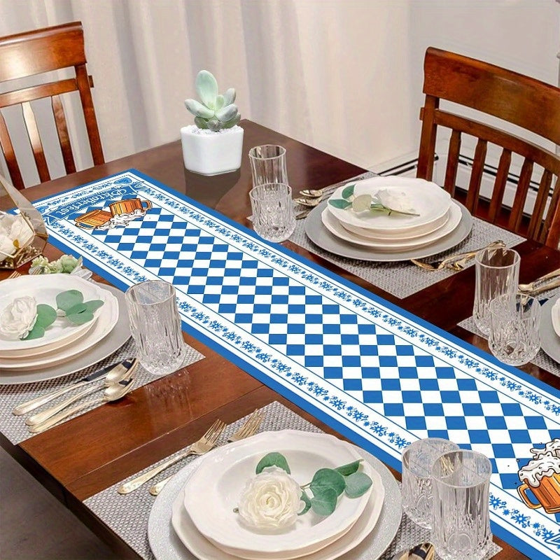 Oktoberfest Table Runner Bavarian Diamond Pattern, Table Decoration