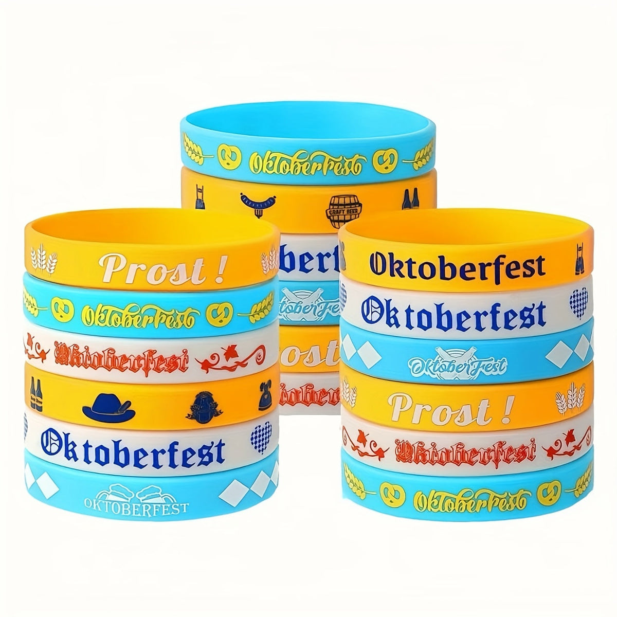 Oktoberfest silicone bracelets, 24-piece party accessory set