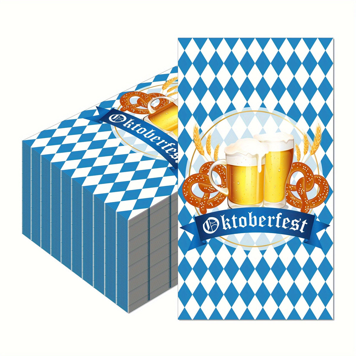 Oktoberfest paper napkins, Bavarian diamond pattern, 120 count