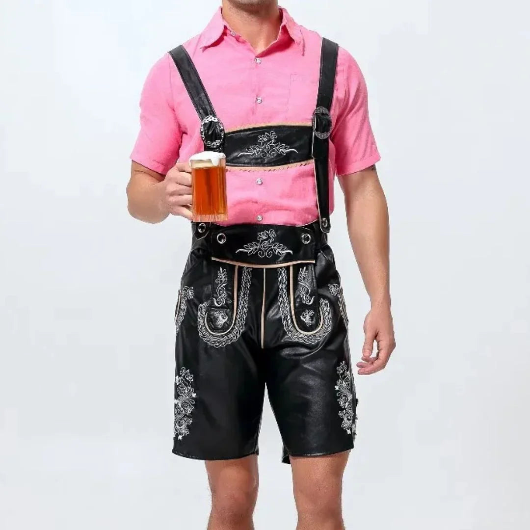 Men's Oktoberfest Lederhosen, Traditional Bavarian-Style Leather Breeches