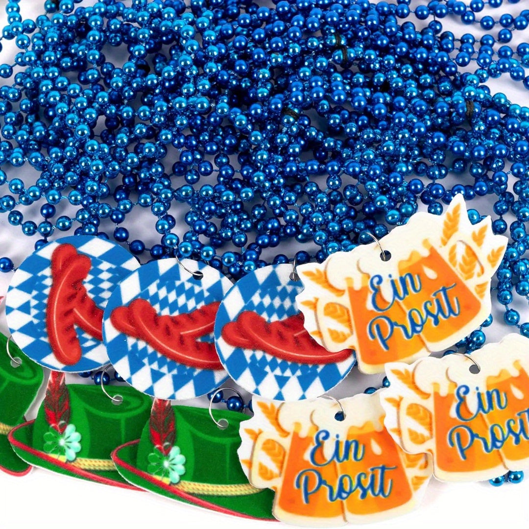 Oktoberfest Party Necklace Set, Blue and White 21 Pieces