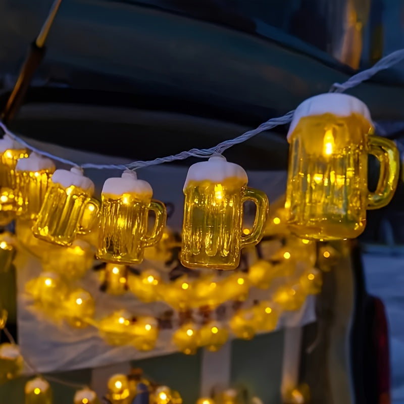 Oktoberfest decorative LED beer mug string lights, set of 2