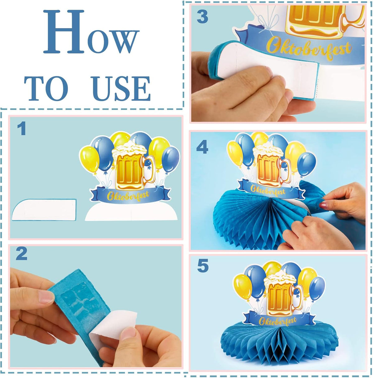 Oktoberfest Table Decorations Paper Honeycombs 3-piece, Bavarian Party Decorations