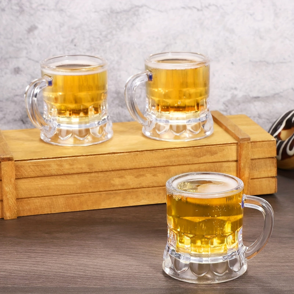 Mini Beer Mug Oktoberfest Shot Glasses, Clear Plastic, 30-Piece Set