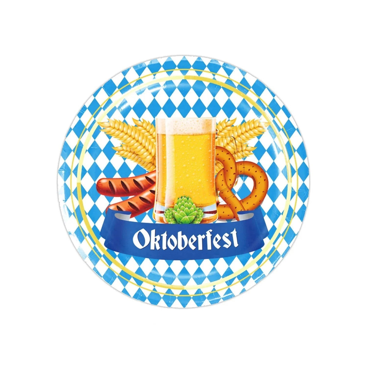 Oktoberfest Party Tableware Set for 12 People, Disposable, with Tablecloth