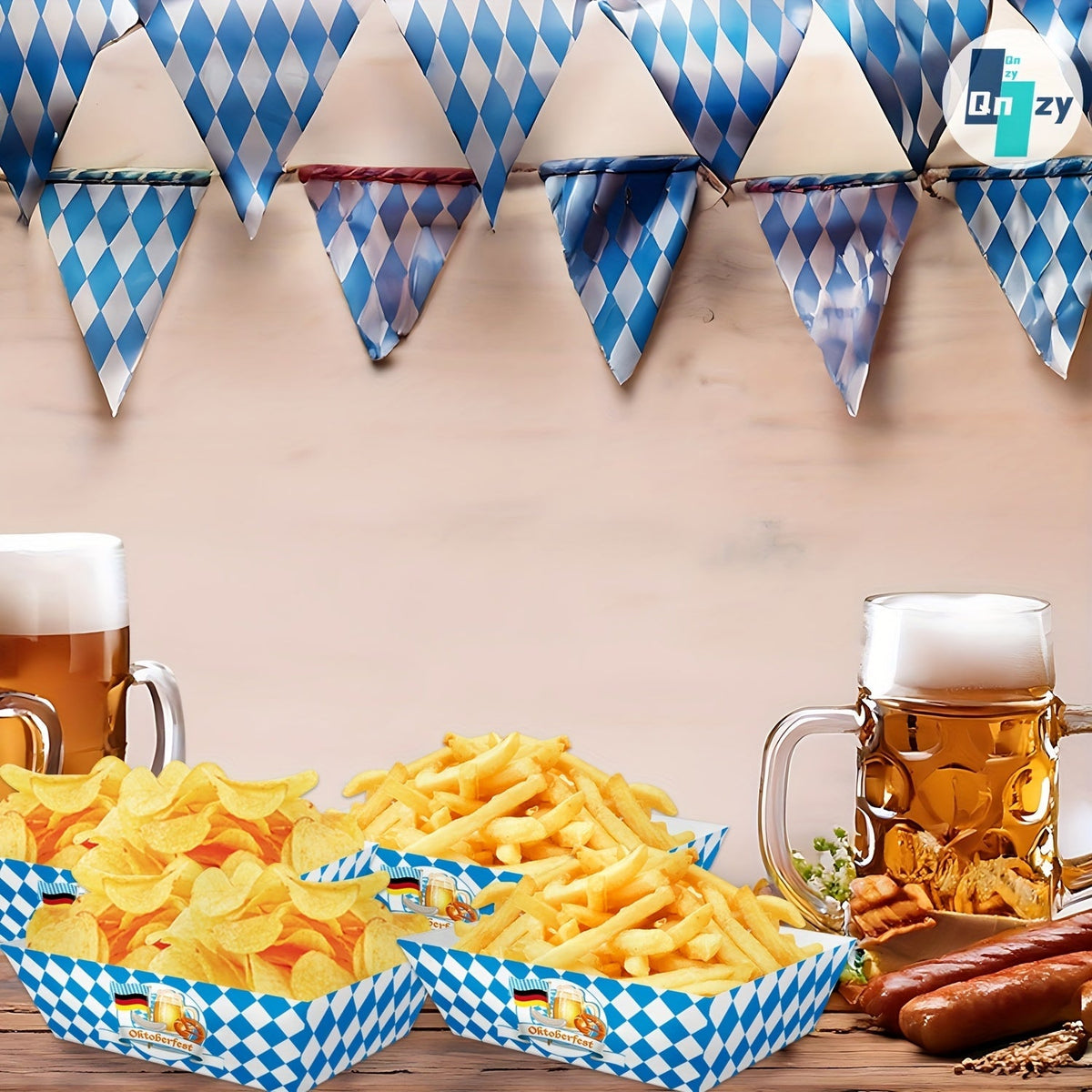 Oktoberfest paper snack bowls, diamond pattern, 2x20 pieces