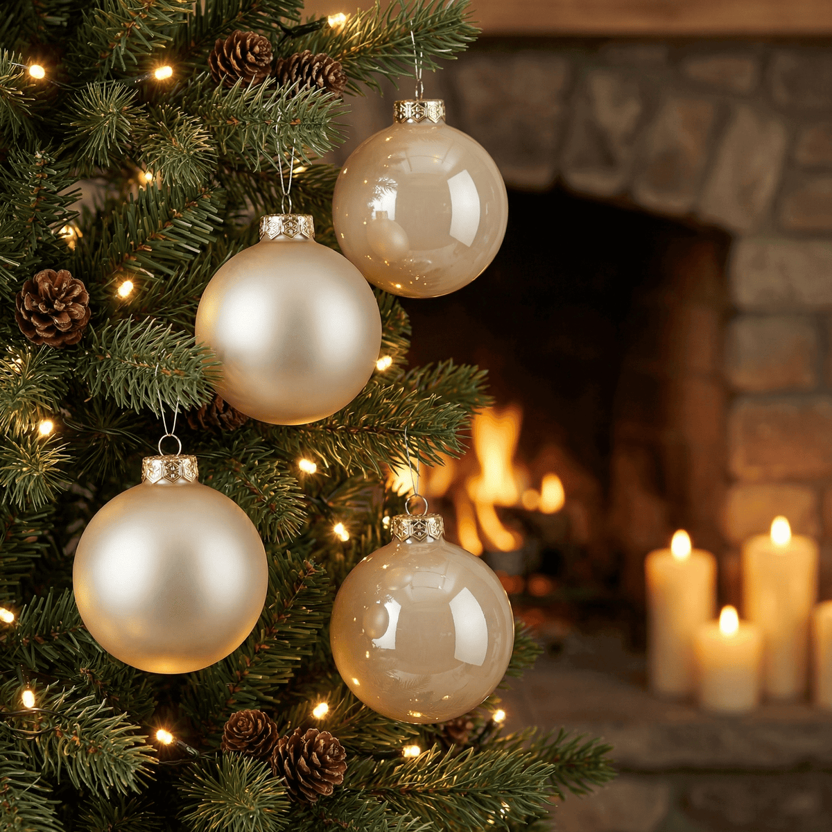 Pearl Christmas Baubles Value Set – 3 Sizes