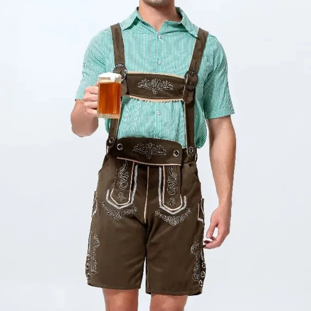 Men's Oktoberfest Lederhosen, Traditional Bavarian-Style Leather Breeches