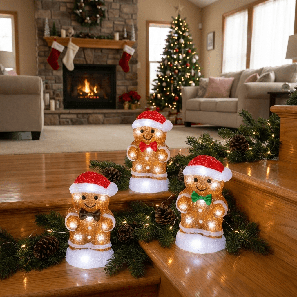 "Ginger Glow" LED Decorative Figures – 3-Piece Set