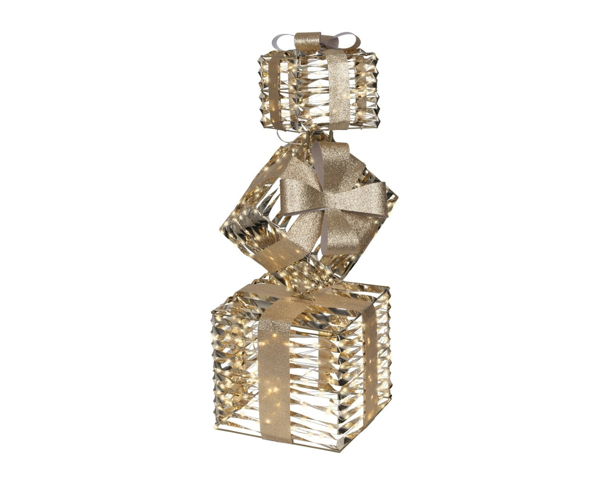 Decorative LED Gift Tower – Gold Indoor/Outdoor 73 cm
