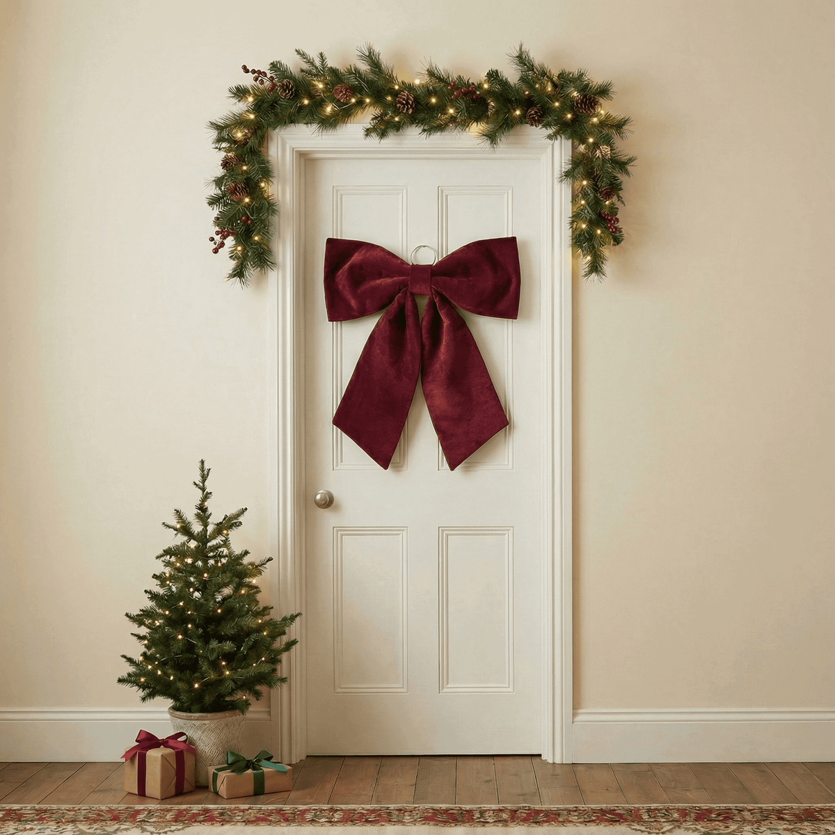 Decorative bow Bordeaux large – Christmas decoration 72x66 cm