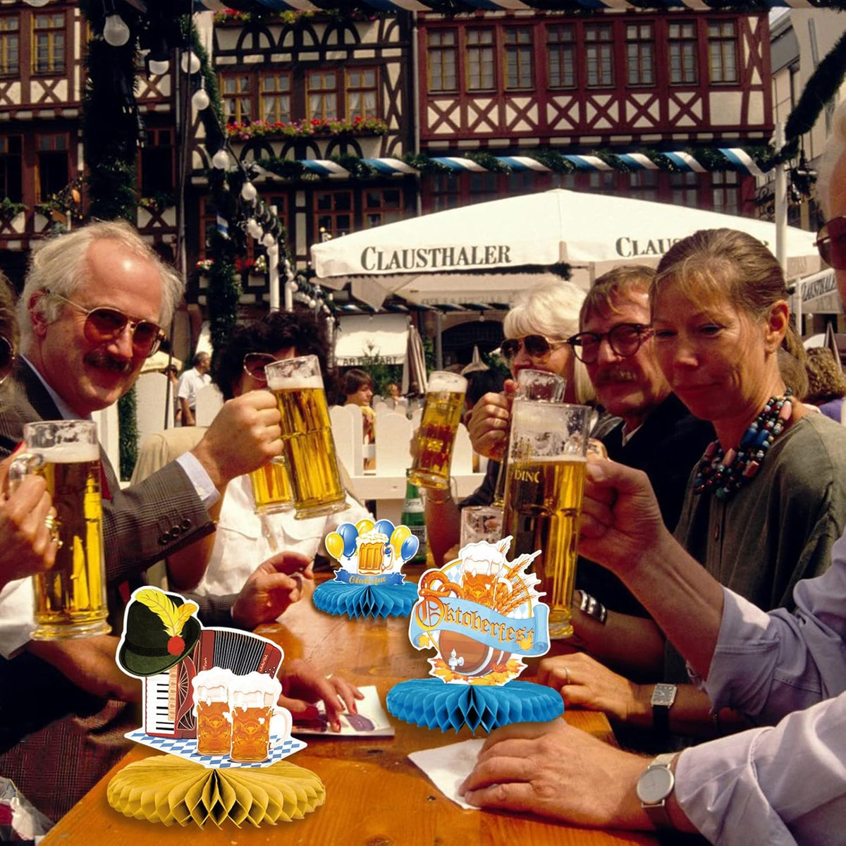 Oktoberfest Table Decorations Paper Honeycombs 3-piece, Bavarian Party Decorations