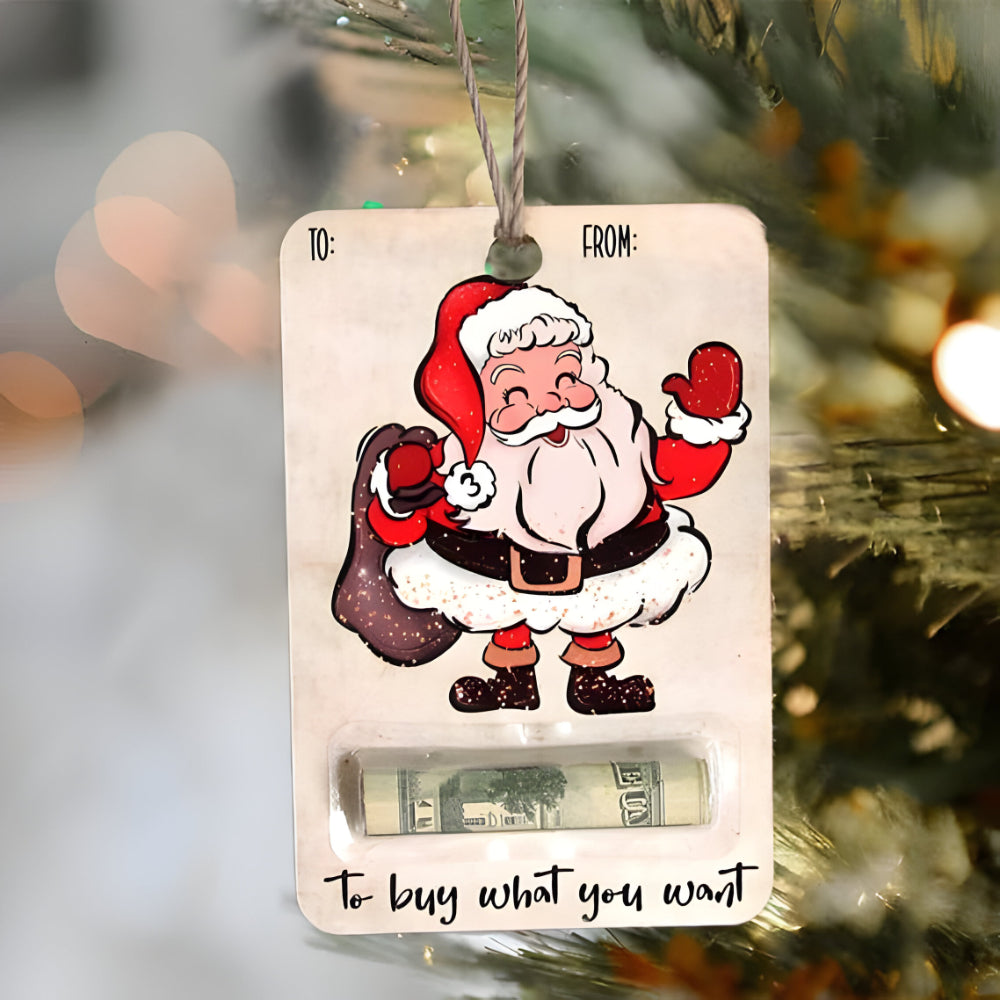 Wooden money gift tag – handmade Christmas decoration