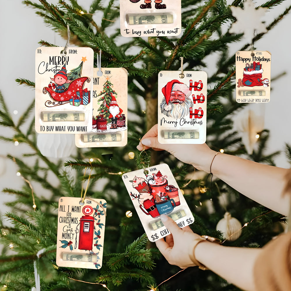 Wooden money gift tag – handmade Christmas decoration