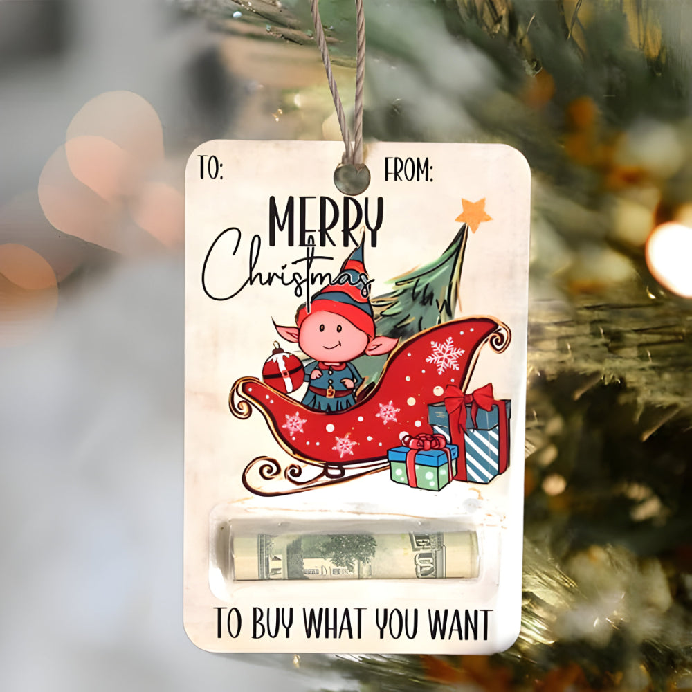 Wooden money gift tag – handmade Christmas decoration