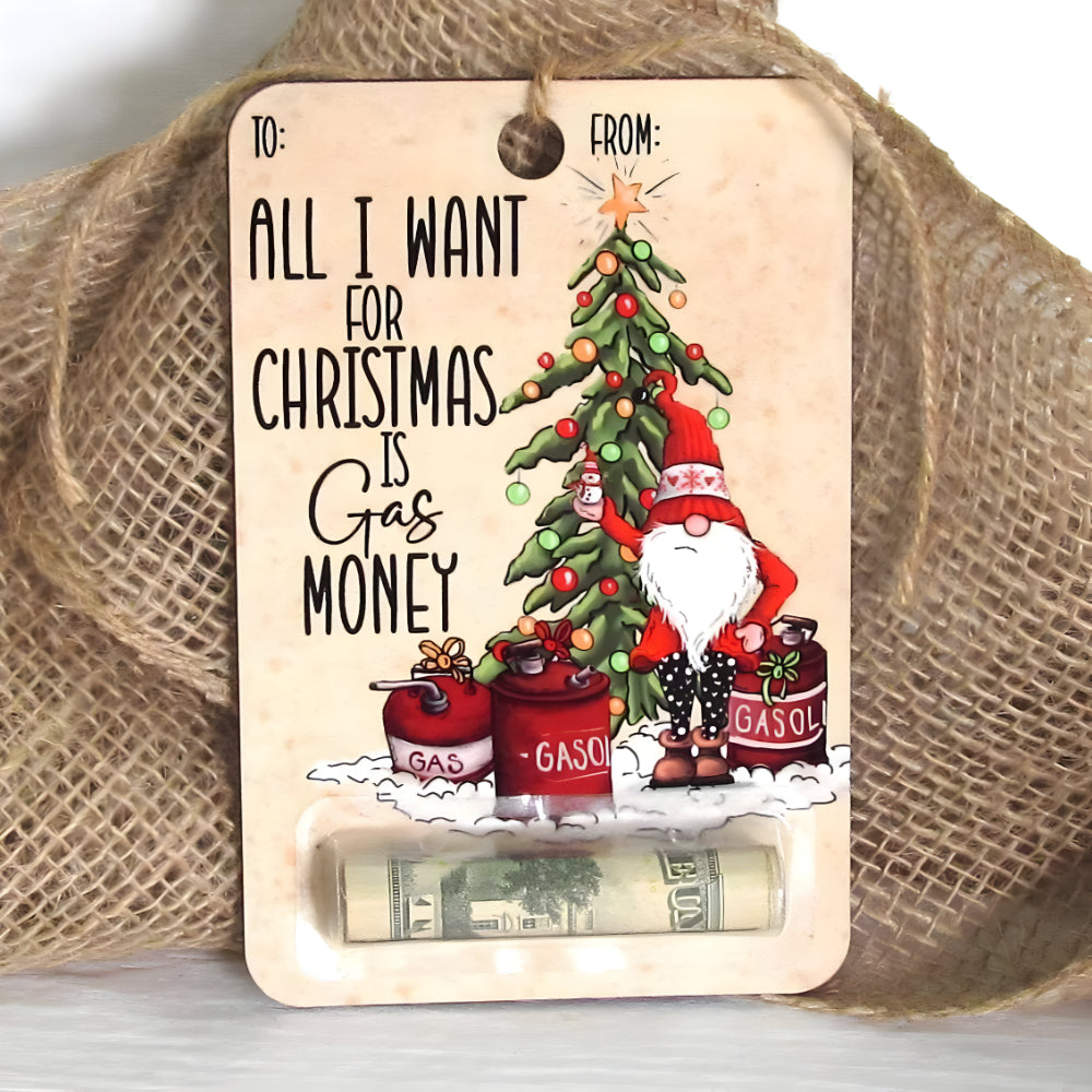 Wooden money gift tag – handmade Christmas decoration