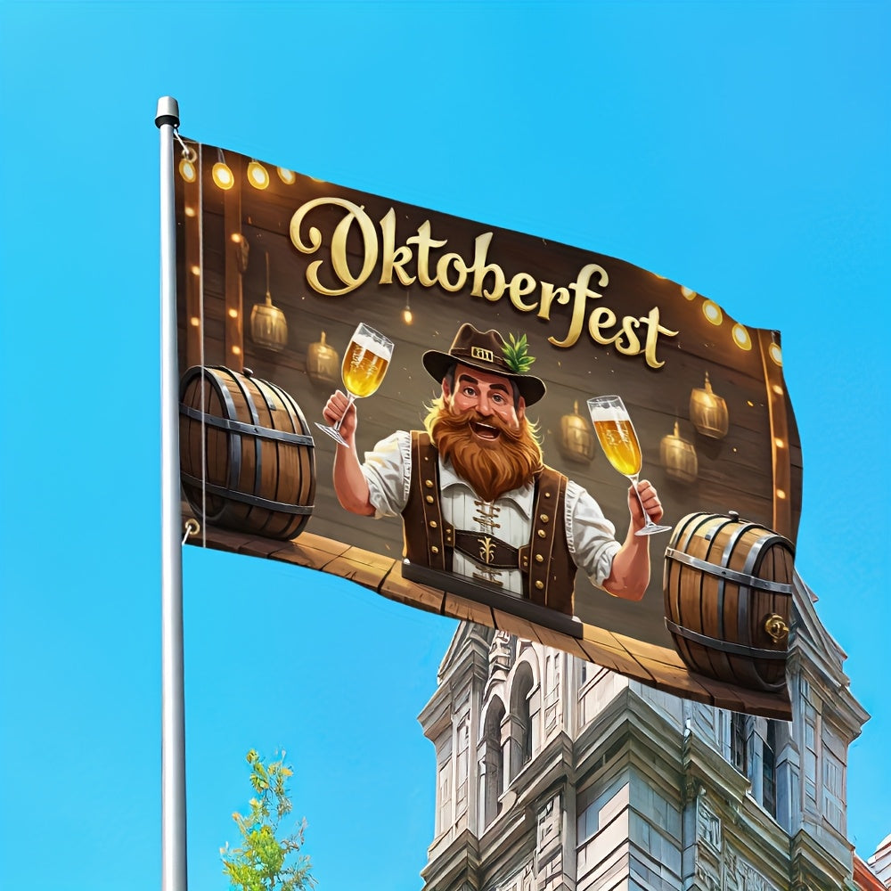 Oktoberfest garden flag with beer festival motif, weather-resistant decoration