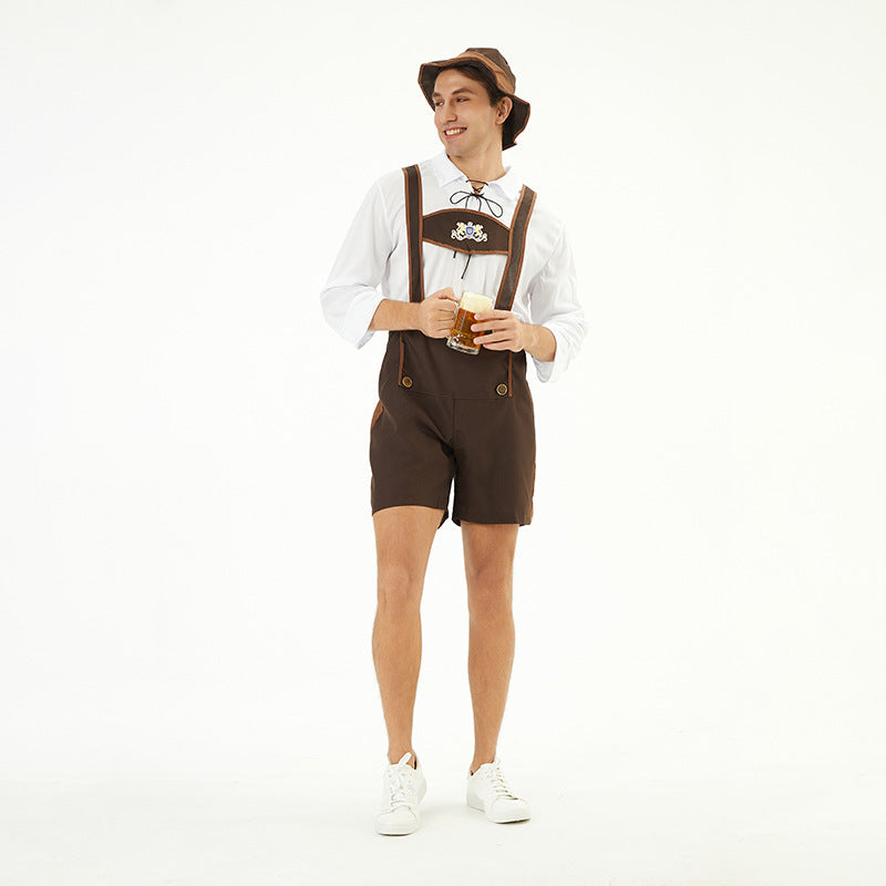 Men's Oktoberfest Lederhosen, traditional leather breeches with suspenders