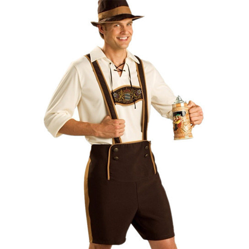 Men's Oktoberfest Lederhosen, traditional leather breeches with embroidery