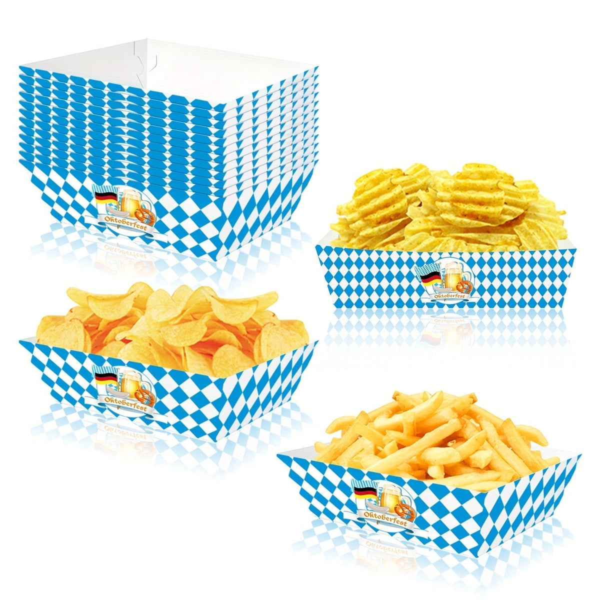 Oktoberfest paper snack bowls, diamond pattern, 2x20 pieces
