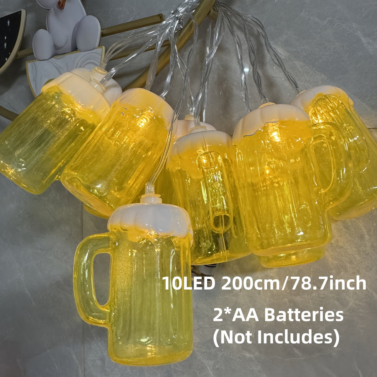 Oktoberfest decorative LED beer mug string lights, set of 2