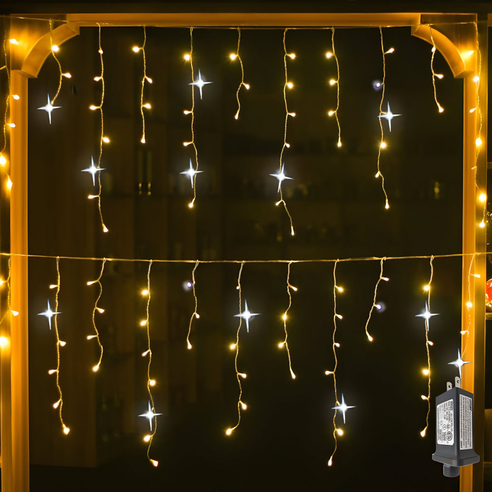 LED Curtain Lights Outdoor – Waterproof, Warm White