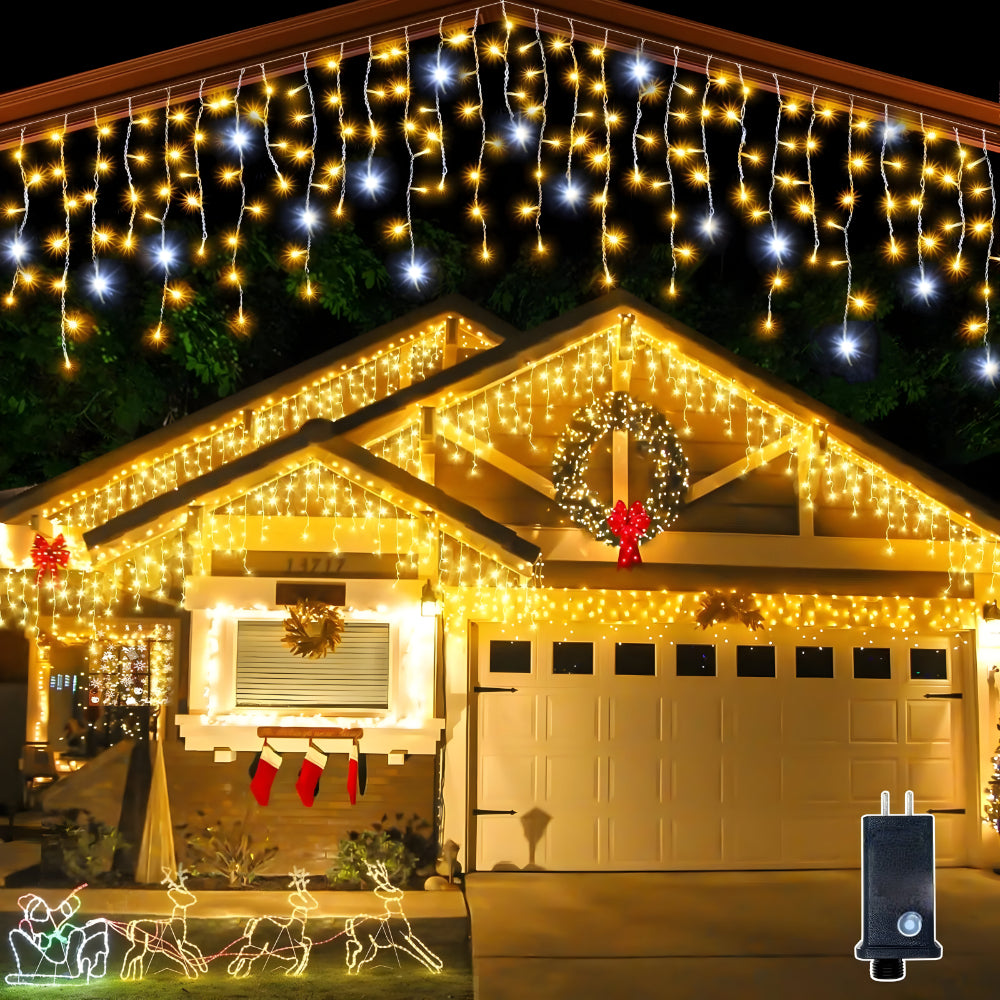 LED Curtain Lights Outdoor – Waterproof, Warm White