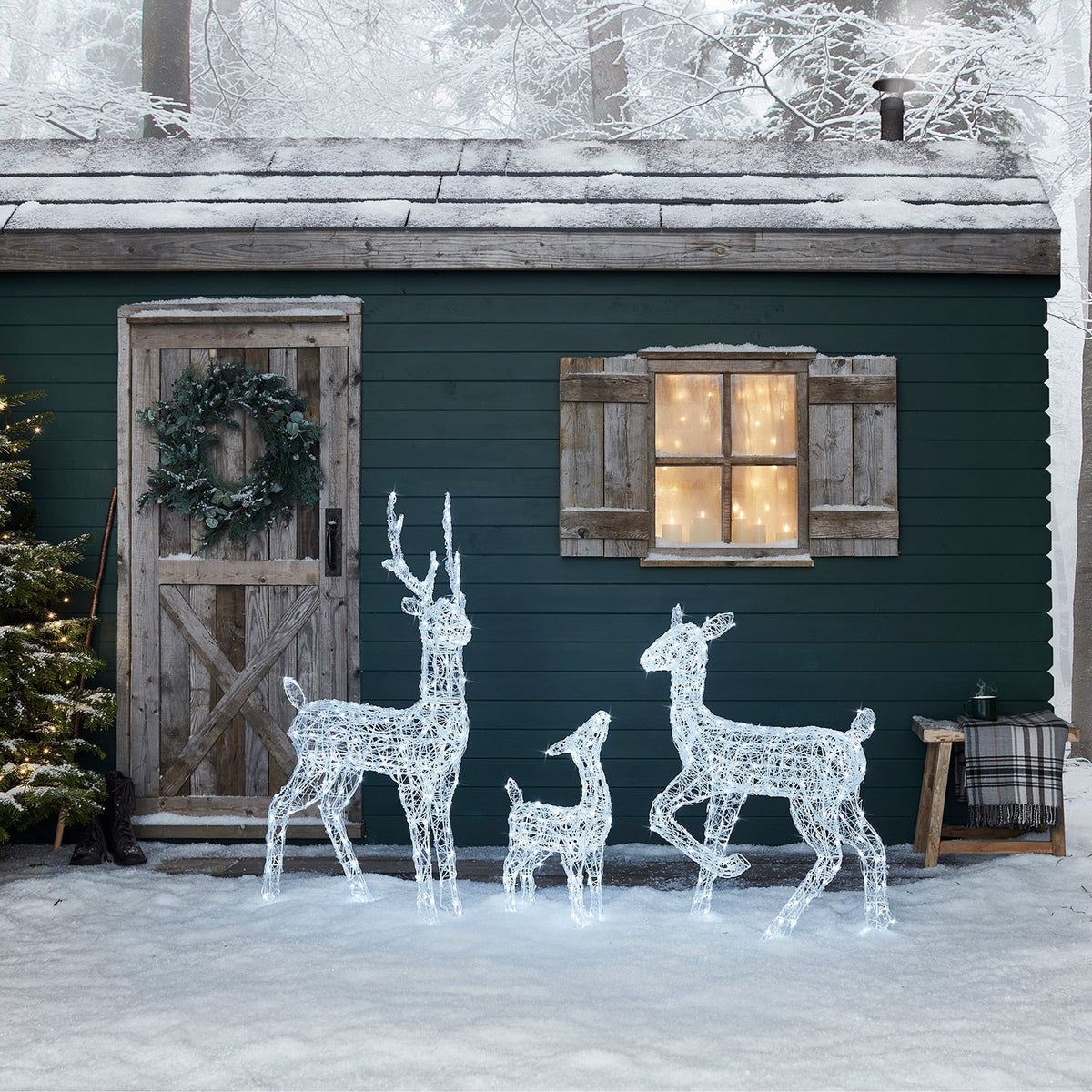LED Reindeer Family Outdoor – 540 LEDs, Timer Function