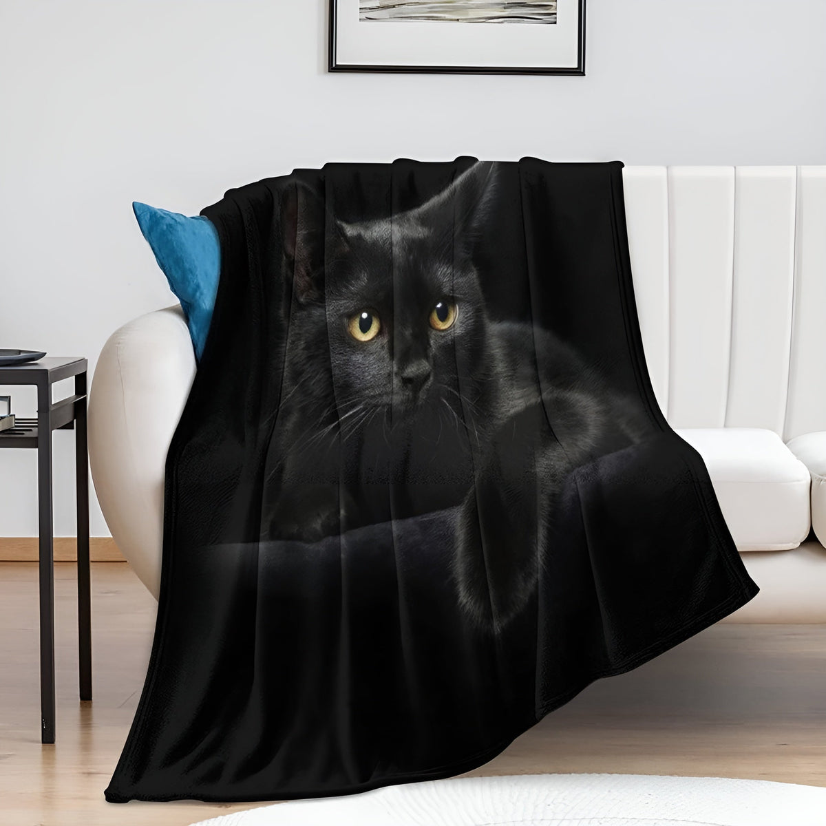 CozyBlanket Throw Blanket Cat Motif, Ultra-soft Flannel