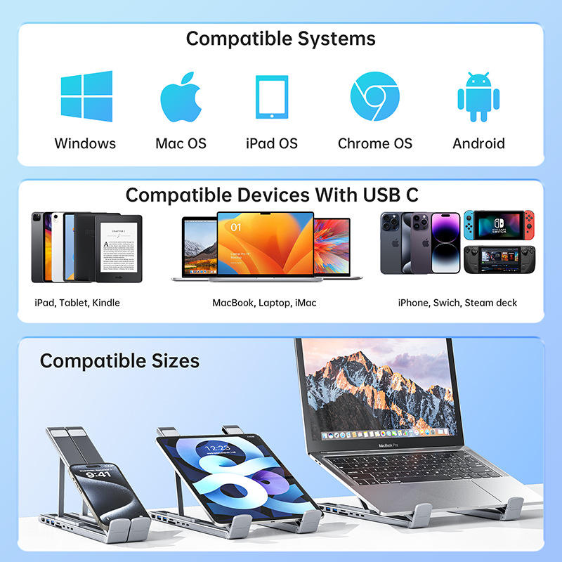 HubStand – Foldable laptop stand with multi-port hub