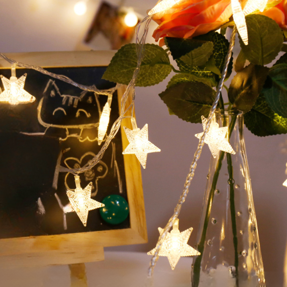 LED Star String Lights Outdoor – Christmas Lighting with Timer